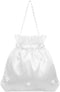 Satin Bridal Wedding Money Bag White Bridal Bridesmaid Satin Flower Decorated Bag Handbag with Pearl for Dance Bridal Purse Wedding Favor...