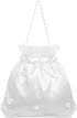 Satin Bridal Wedding Money Bag White Bridal Bridesmaid Satin Flower Decorated Bag Handbag with Pearl for Dance Bridal Purse Wedding Favor...