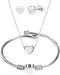 XAM 3 Pcs/set Elegance Heart Jewelry Set Stainless Steel Heart Shaped Necklace Bracelet and Stud Earring for Women...