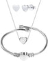 XAM 3 Pcs/set Elegance Heart Jewelry Set Stainless Steel Heart Shaped Necklace Bracelet and Stud Earring for Women...