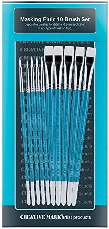 Creative Mark Masking Fluid Paint Brushes (Set of 10) - Watercolor Brushes Contains Synthetic Hair w/Short Wood Handles...