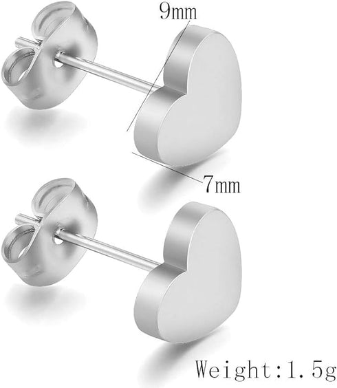 XAM 3 Pcs/set Elegance Heart Jewelry Set Stainless Steel Heart Shaped Necklace Bracelet and Stud Earring for Women...