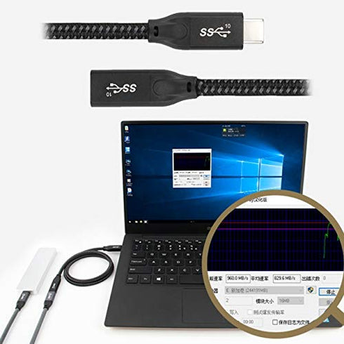 cablecc USB-C USB 3.1 Type-C Male to Female Extension Data Cable with Sleeve for Laptop Phone 60CM...