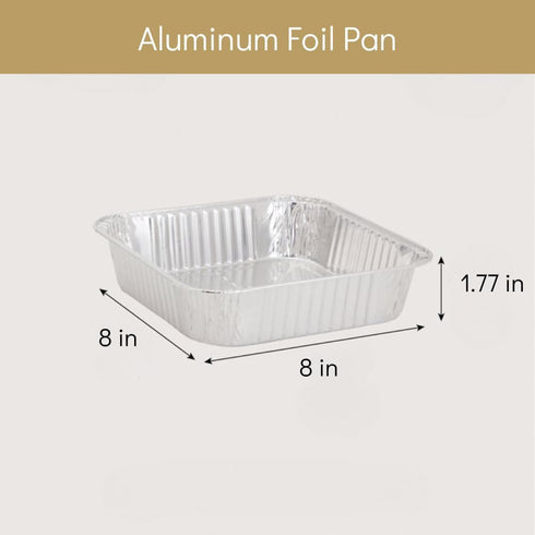 8x8 Foil Pans 8 Inch 40 OZ Square Baking Cake Box with Lids Heavy Duty roasting Disposable Aluminum Foil Tins Portable Food Oven Trays cooking Con...