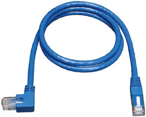 Tripp Lite Cat6 Gigabit Molded Patch Cable (RJ45 Left Angle M to RJ45 M) Blue, 10-ft.(N204-010-BL-LA)...