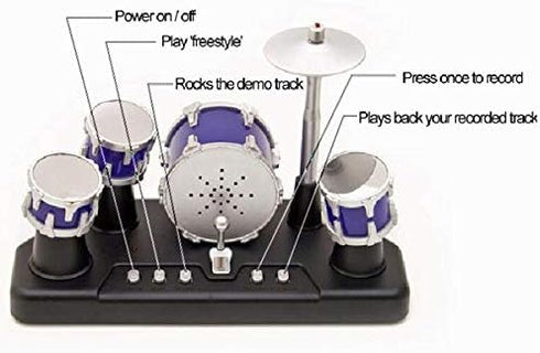 PowerTRC Finger Drum Set, Mini Electric Small Desktop Fun Novelty Accessories Instrument Game Party Favor with Lights & Sounds for Kids Adults...