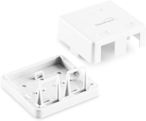 NavePoint Keystone Jack Surface-Mount Box 2-Port White, 10-Pack...