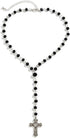 Gothic Cross Pendant Y-Shaped Necklace Blood Red/Black Crystal Rosary Beads Silver Cross Chain Choker Necklace Y2k Grunge Necklace Punk Goth Jewel...