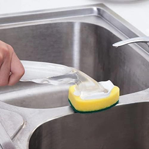 Dish Brush with Soap Dispenser - Soap Dispensing Dish Brush for Cleaning Dishes, Pots, Sink, Bath tub - Dish Wand with Long Handle and 2 Replaceab...