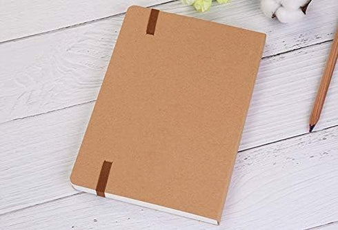 CooLeathor A5 Blank Notebook - 5.8 x 8.25 Inches Hard Kraft Cover Sketch Book with Elastic Closure, 80 Sheets / 160 Pages, Thick 100gsm Paper, Gre...
