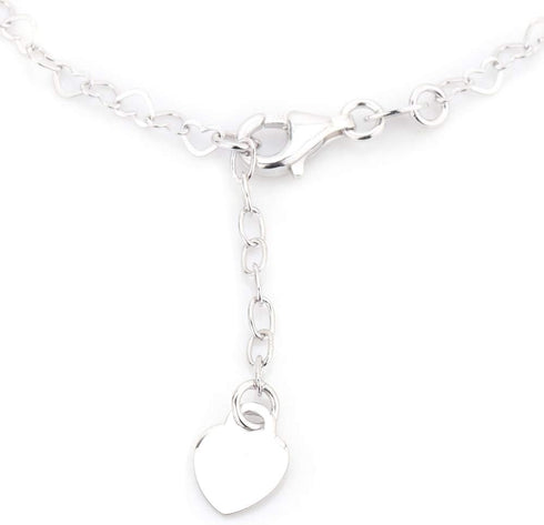 Sterling Silver Jewelry - Rhodium Plated 925 Stamp - Interlinked Open Heart Anklet - Stylish Beautifully Designed for Women - 9" Long + 1" Extende...