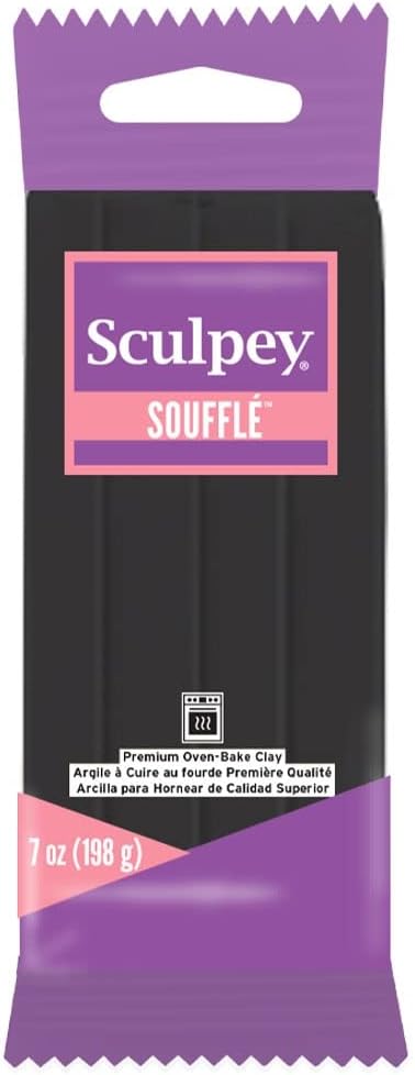 Sculpey Soufflé Polymer Oven-Bake Clay, Poppyseed Black, Non Toxic, 7 oz. bar, Great for jewelry making, holiday, DIY, mixed media and more! Premi...