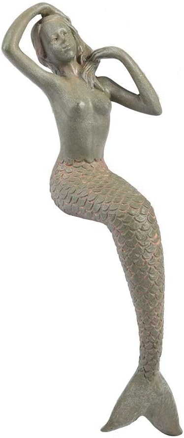 Sungmor Retro Style 8.66 Inch Heavy-duty Sitting Mermaid Garden Statue Decoration | Premium Resin Indoor Outdoor Sculpture Decor | Gift Idea for F...