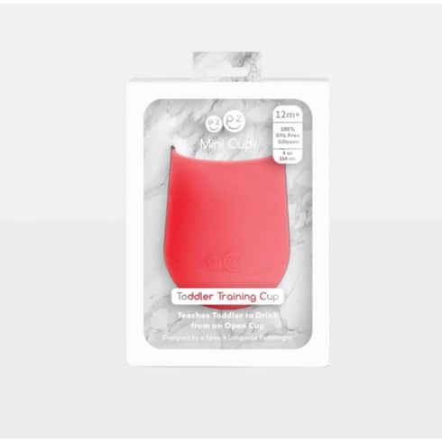 ezpz Tiny Cup (Coral) - 100% Silicone Training Cup for Infants - 12 months + - Designed by a Pediatric Feeding Specialist - Baby-led Weaning Essen...