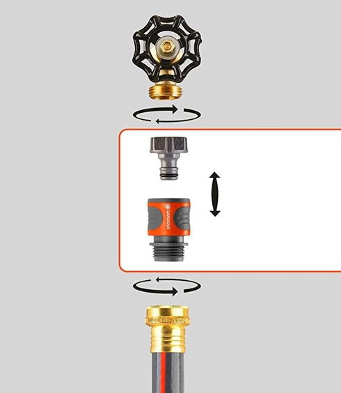 GARDENA 18270-81 5 Piece Quick Connector Starter Set, For any 5/8 Inch or 1/2 Inch Garden Hose, Sprinkler or Spray Nozzle, Made In Germany...
