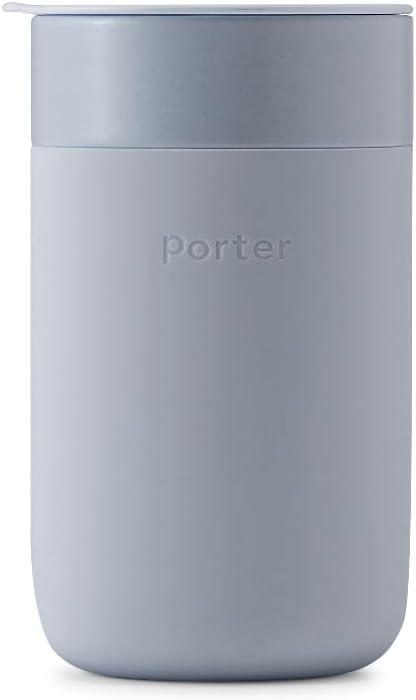W&P Porter Ceramic Mug w/ Protective Silicone Sleeve, Slate 16 Ounces | On-the-Go | No Seal Tight | Reusable Cup for Coffee or Tea | Portable | Di...