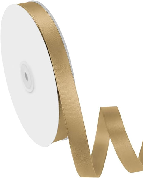 5/8" Width x 100 Yards Satin Ribbon, Champagne Gold Ribbon Perfect for DIY Craft, Bows, Gift Wrapping, Flower Bouquet, Valentine's Day, Christmas ...