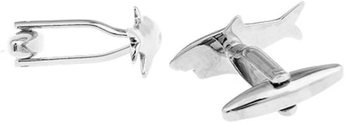 Silver Shark Great White Beach Lifeguard Cufflinks Wedding Groom Cuff Links...