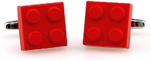 Building Block Red Pair Cufflinks in a Presentation Gift Box & Polishing Cloth...