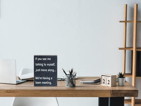 Funny Office Desk Decor Box Sign,Engineered Wood - Home Office Decorations Supplies for Women - Cute Cubicle Desk Accessories...