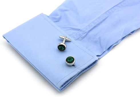 Men's Luxury Crystal Cufflinks Green Color Stone Quality Wedding Cuff Links with Gift Box...