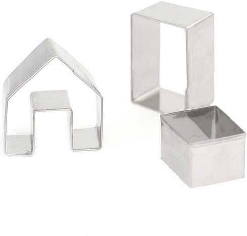 MEMOVAN Mini Gingerbread House Cookie Cutter Kit 3pcs Christmas Christmas Cookie Cutters 3D Stainless Steel Chocolate Little House Biscuit Mold Fo...