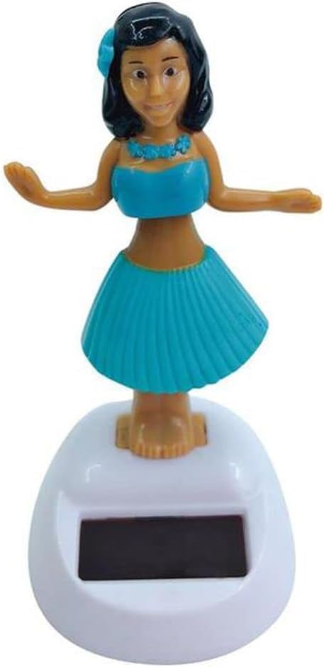 Blue Solar Powered Dancing Hula Girl Dashboard Decorations Swinging Bobbleheads Toy Collection Figurines for Auto Interior Home Decor Solar Power ...