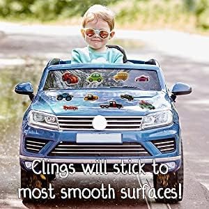 Cars Trucks & Construction Gel Window Clings for Kids - Window Stickers for Toddlers, Monster Truck Gel Clings, Window Decals Kids Jelly Reusable ...