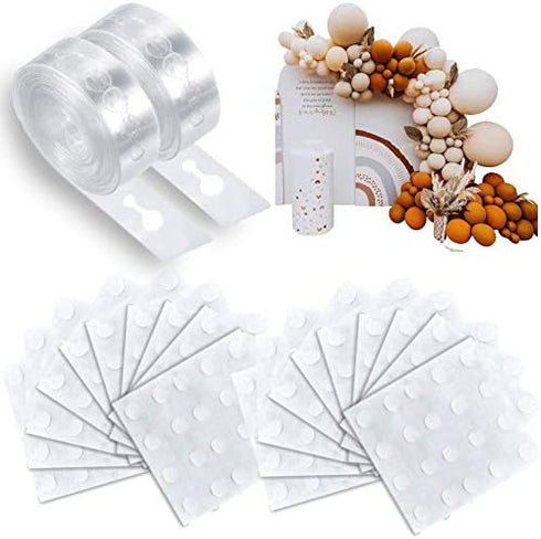 Balloon Decorating Tape Strip for Ballon Arch Garland Kit 2 Rolls 32.8 Feet, 400 Pcs Glue Dots Point Stickers for Wedding Birthday Party (Double H...