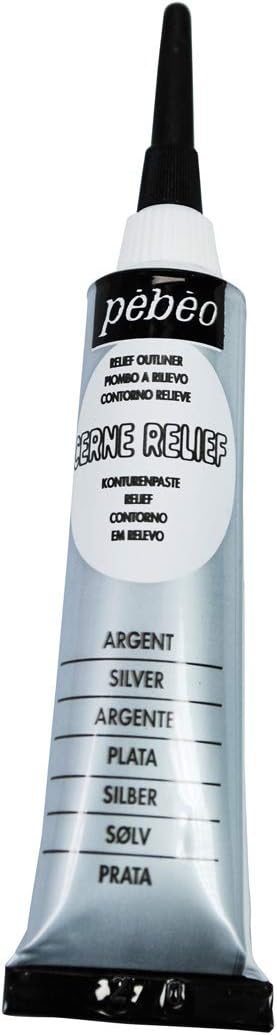 Pebeo Vitrail Glass Paint 774100 Konturenpaste 20 ml Tube in Blister Pack Silver...