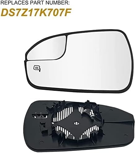 Left Driver Side Heated Mirror Glass Replacement For 2013-2020 Ford Fusion - For Ford Fusion Driver Mirror Glass With Rear Holder, Replace DS7Z17K...