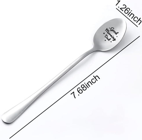 Good Morning Dad Spoon Gifts for Father Birthday Gift for Daddy Fathers Father's Day Gifts for Dad Novelty Engraved Spoon for Tea Coffee Ice Cream...