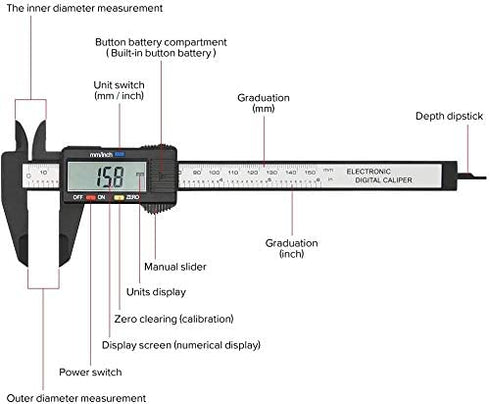 Digital Caliper, PINKJOY 0-6" Calipers Measuring Tool - Electronic Micrometer Caliper with Large LCD Screen, Auto-Off Feature, Inch and Millimeter...