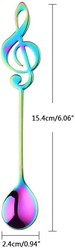 Falytemow Music Note Design Spoons 304 Stainless Steel Creative Cute Teaspoons for Coffee Tea Dessert Drink Mixing Milkshake Spoon Tableware Set o...