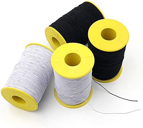 Milcraft (2 Rolls) White AND Black Elastic Thread 547 Yard Package 0.5mm Thickness...