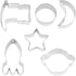 R&M International Space Cookie Cutters, Rocket, Star, Crescent Moon, Flag, Planet, Circle, 6-Piece Set, Silver...