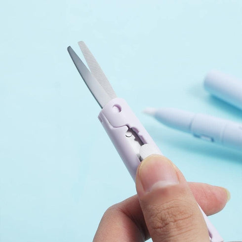 Purple Mini Pen Style Shears,Folding Student Portable Scissor with Cover,Ceramic Pencutter Stainless Steel Shears Office Cutting Tools...