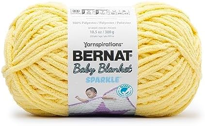 Bernat Baby Blanket Sparkle Sunshine Yarn - 1 Pack of 10.5oz/300g - Polyester - #6 Super Bulky - 220 Yards - Knitting, Crocheting, Crafts & Amigur...