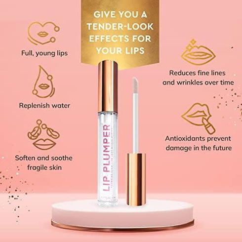 Lip Plumper Gloss: Clear Plumping Lip Gloss Hydrating with Hyaluronic Acid and Nourishing Ingredients to Smooth Lip Wrinkles...