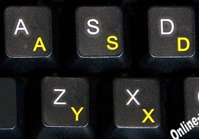 Swiss French German Keyboard Stickers Transparent Background Yellow Letters for Any Laptop Computer PC Desktop Notebook...