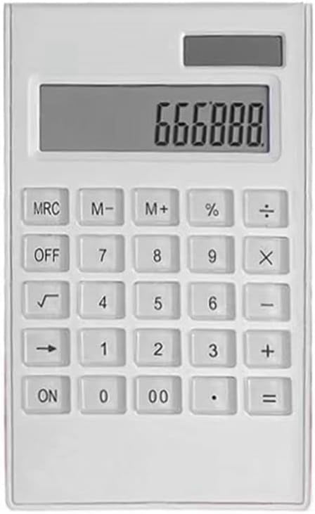 Crystal Calculator Slim Elegant Design Office Home Electronics Dual Power Desktop Calculator, Solar 10 Bit Tilt LCD Display Tilt Design White (Cry...