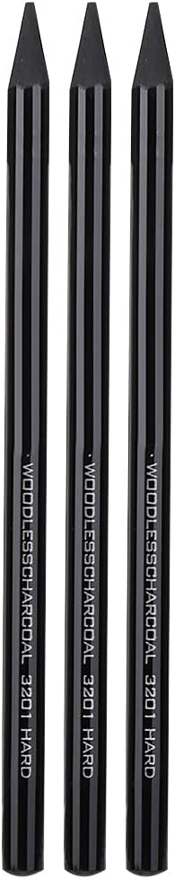 Pssopp Charcoals,25pcs Woodless Charcoal Pencils, Charcoal Drawing Bar Sticks Sketch Pencils Artist Art Drawing Sketching Painting Tools Stationer...
