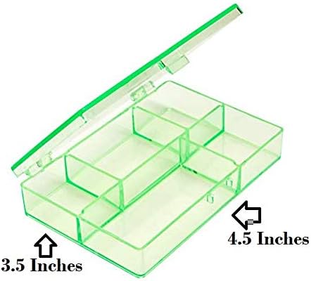 Mini 5-Grid Plastic Storage Box for Beading and Diamond Painting. Green Countertop or Drawer Storage for Beads, Nail Art, Jewelry Hardware and Sup...
