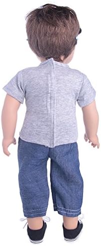 18 Inch Doll Clothes, Baby Doll Accessories with T-Shirt + Jeans + Canvas Shoes + Glasses Suitable for Infant Dolls Baby Girls and Boys 18 Inch Do...