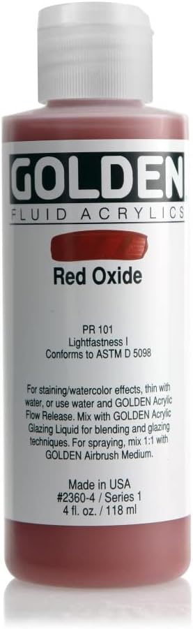 Golden Fluid Acrylic, 4 ounce bottle, Red Oxide (2360-4)...