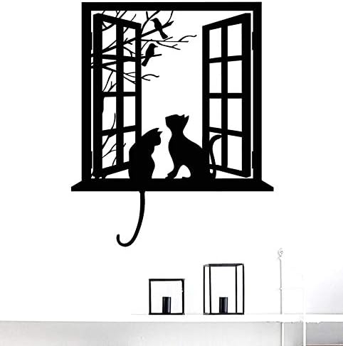 BIBITIME Tree Branch Fake Window Black Cats Wall Art Stickers for Bedroom Living Room Coffee Shop Vinyl Decals Nursery Bedroom Kids Room Decor 16....