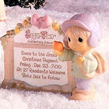 Precious Moments Sugar Town Marquee with Boy with Snowball Sign Figurine, 272809...