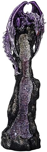Pacific Giftware Purple Dragon on Geode Rock Gemstone Quartz Stick Incense Burner Medieval Fantasy 10.5 Inch H...