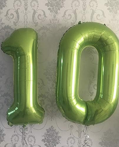 Tellpet Birthday Number Balloons, Foil Mylar Number Balloon, Green Number 0...