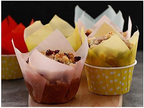 200 PCS Tulip Cupcake Liner Baking Cups Paper Cupcake and Muffin Baking Cups for Baby Showers,Weddings, Birthdays, Colourful and Natural (Ten Colo...